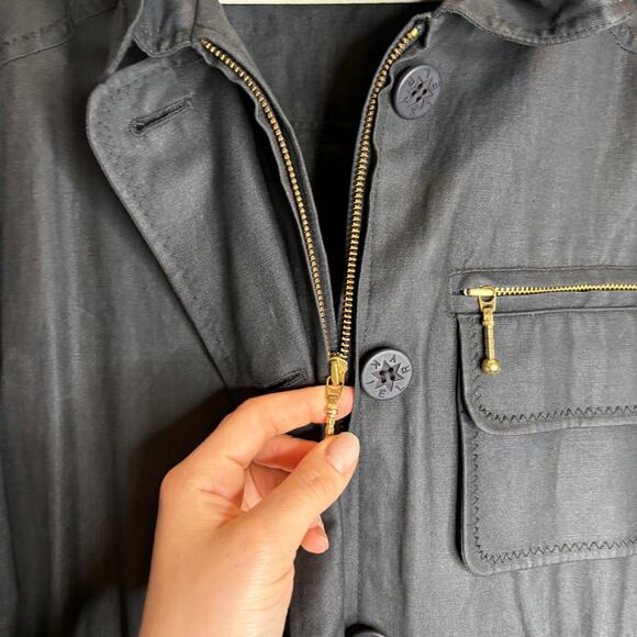 Sonia Rykiel Paris Linen Blend Trench Coat Black - Picture 9 of 11